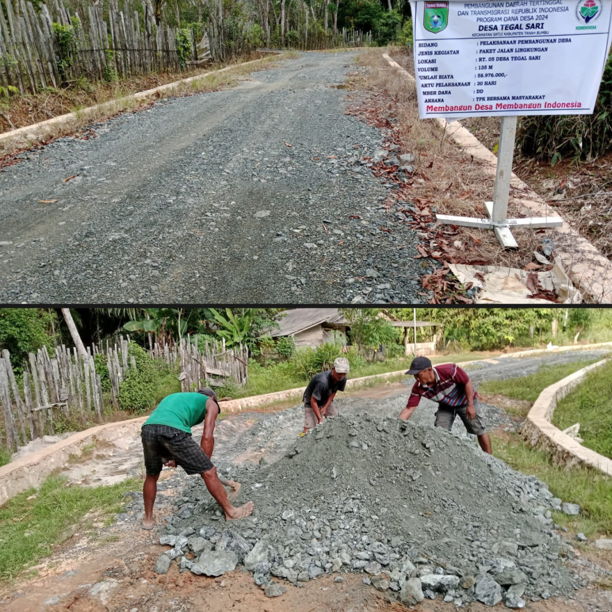Desa Tegal Sari Laksanakan Peningkatan Jalan Pemukiman RT 05